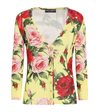 DOLCE & GABBANA SILK FLORAL CARDIGAN