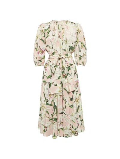Pre-owned Dolce & Gabbana Silk Floral Dress In Pink