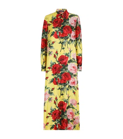 DOLCE & GABBANA SILK FLORAL MAXI TUNIC DRESS