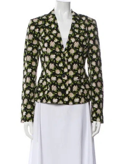 Pre-owned Dolce & Gabbana Silk Floral Print Blazer In Green