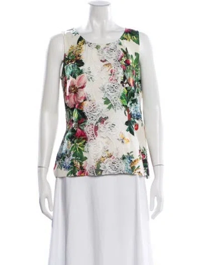 Pre-owned Dolce & Gabbana Silk Floral Print Blouse