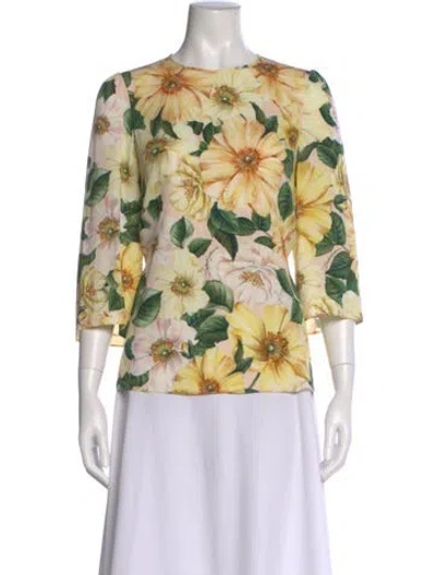 Pre-owned Dolce & Gabbana Silk Floral Print Blouse