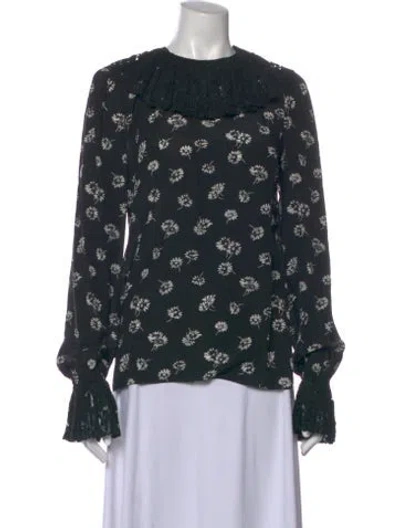 Pre-owned Dolce & Gabbana Silk Floral Print Blouse In Black