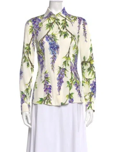 Pre-owned Dolce & Gabbana Silk Floral Print Blouse In Multi