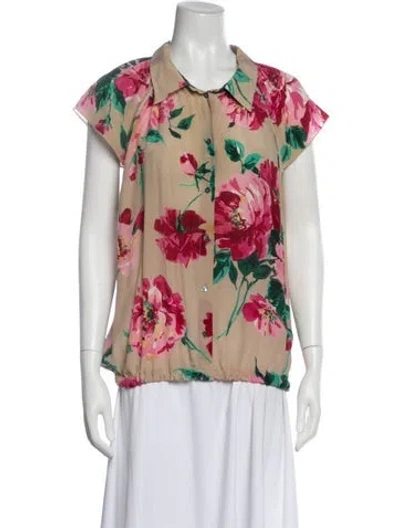 Pre-owned Dolce & Gabbana Silk Floral Print Blouse In Multi