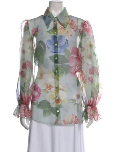 Pre-owned Dolce & Gabbana Silk Floral Print Blouse In Multi