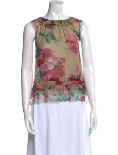 Pre-owned Dolce & Gabbana Silk Floral Print Blouse In Neutral
