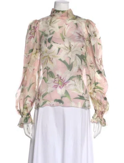 Pre-owned Dolce & Gabbana Silk Floral Print Blouse In Pink