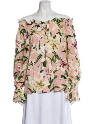 Pre-owned Dolce & Gabbana Silk Floral Print Blouse In Pink