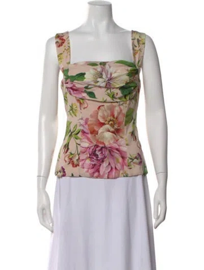 Pre-owned Dolce & Gabbana Silk Floral Print Blouse In Pink