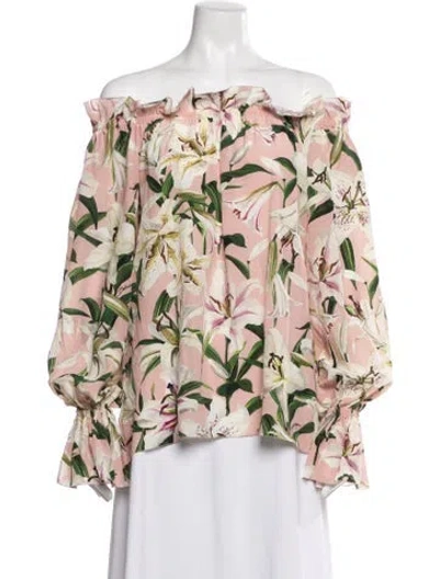 Pre-owned Dolce & Gabbana Silk Floral Print Blouse In Pink