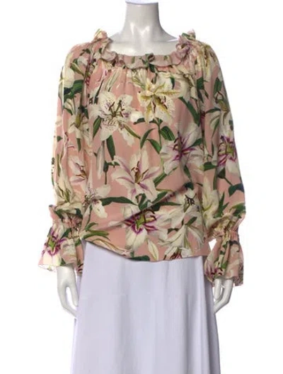 Pre-owned Dolce & Gabbana Silk Floral Print Blouse In Pink