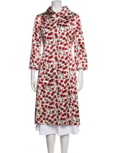 Pre-owned Dolce & Gabbana Silk Floral Print Coat In Red