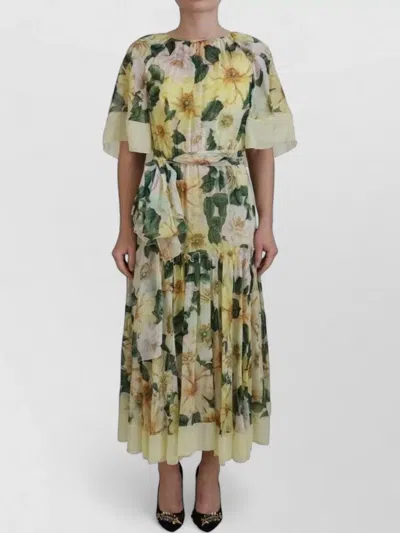 Dolce & Gabbana Silk Floral Print Midi Dress In Multi