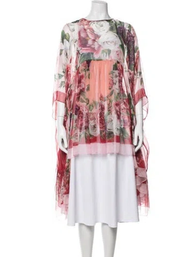 Pre-owned Dolce & Gabbana Silk Floral Print Nightgown In Pink