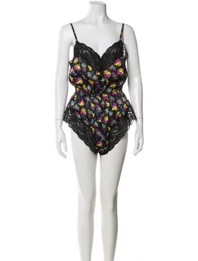 Pre-owned Dolce & Gabbana Silk Floral Print Nightgown W/ Tags In Black