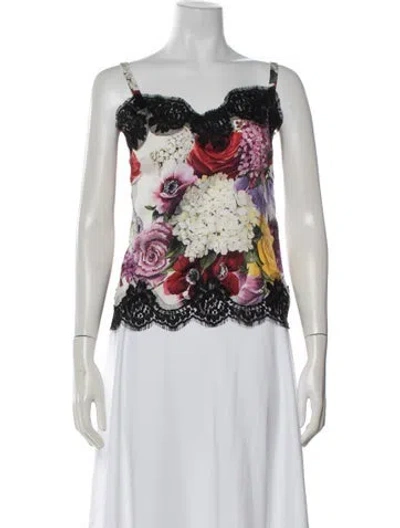 Pre-owned Dolce & Gabbana Silk Floral Print Pajamas In Black