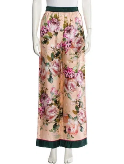 Pre-owned Dolce & Gabbana Silk Floral Print Pajamas In Pink