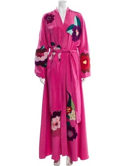 Pre-owned Dolce & Gabbana Silk Floral Print Pajamas In Pink
