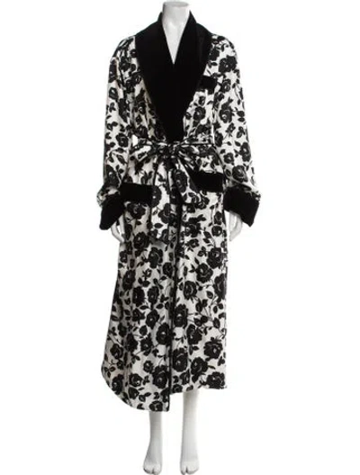 Pre-owned Dolce & Gabbana Silk Floral Print Robe In Black