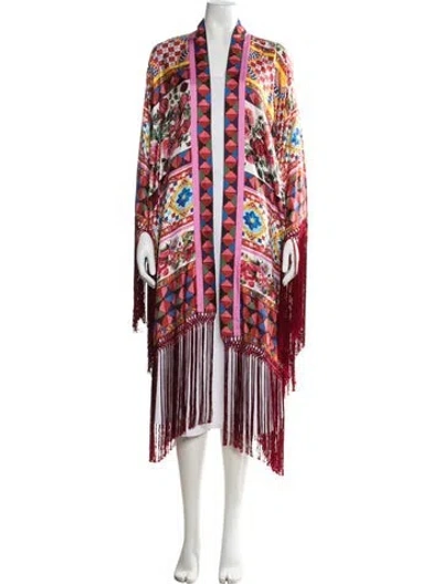 Pre-owned Dolce & Gabbana Silk Floral Print Robe In Pink