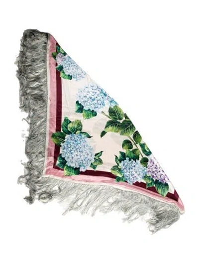 Pre-owned Dolce & Gabbana Silk Floral Print Scarf In Pink