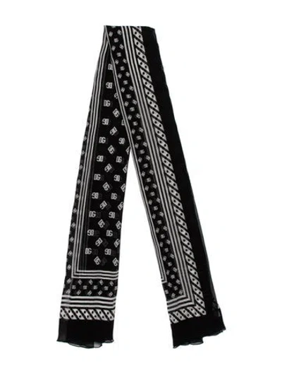 Pre-owned Dolce & Gabbana Silk Floral Print Scarf W/ Tags In Black