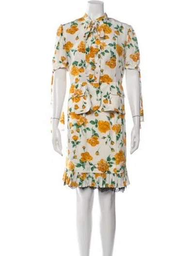 Pre-owned Dolce & Gabbana Silk Floral Print Skirt Set In Neutrals