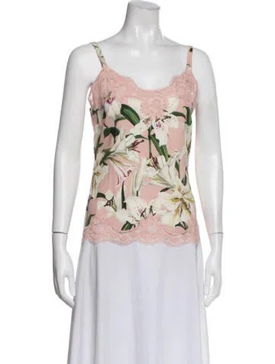 Pre-owned Dolce & Gabbana Silk Floral Print Skirt Set In Pink