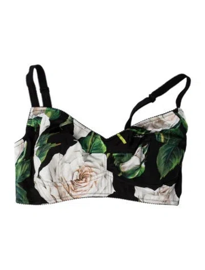 Pre-owned Dolce & Gabbana Silk Floral Print Sports Bra In Multi