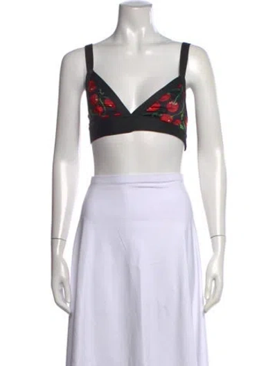 Pre-owned Dolce & Gabbana Silk Floral Print Sports Bra In Neutrals