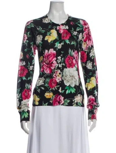 Pre-owned Dolce & Gabbana Silk Floral Print Sweater In Multi