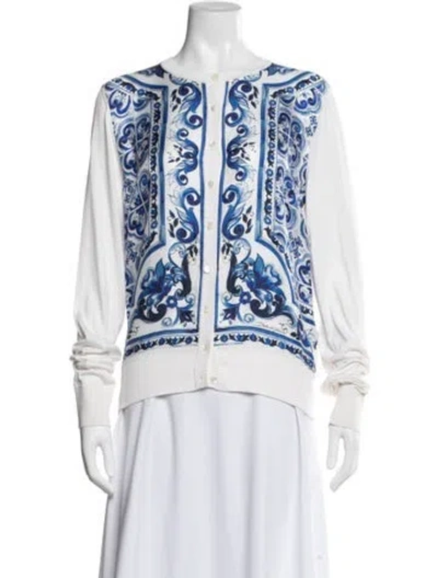 Pre-owned Dolce & Gabbana Silk Floral Print Sweater In Multi