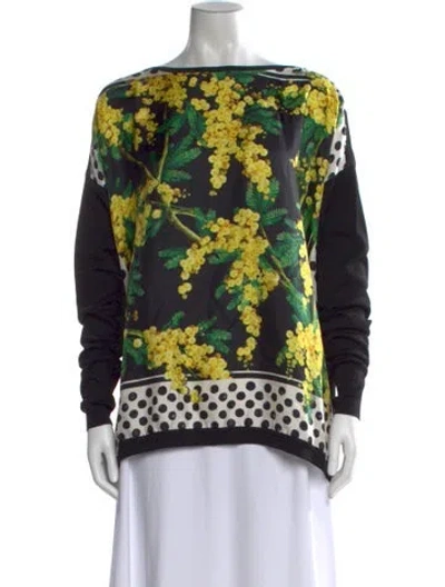 Pre-owned Dolce & Gabbana Silk Floral Print Sweater In Multi