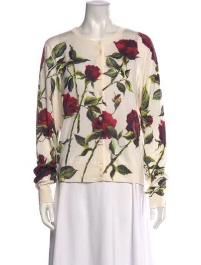 Pre-owned Dolce & Gabbana Silk Floral Print Sweater In Multicolor
