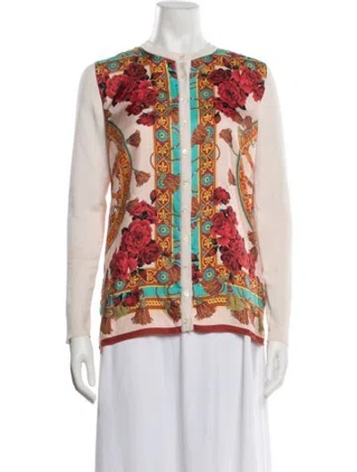 Pre-owned Dolce & Gabbana Silk Floral Print Sweater In Neutrals