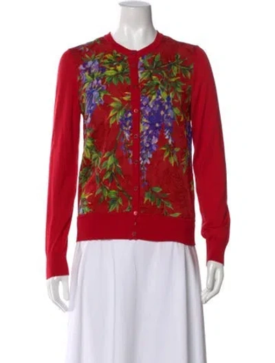Pre-owned Dolce & Gabbana Silk Floral Print Sweater In Red