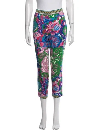 Pre-owned Dolce & Gabbana Silk Floral Print Sweatpants W/ Tags In Multicolor