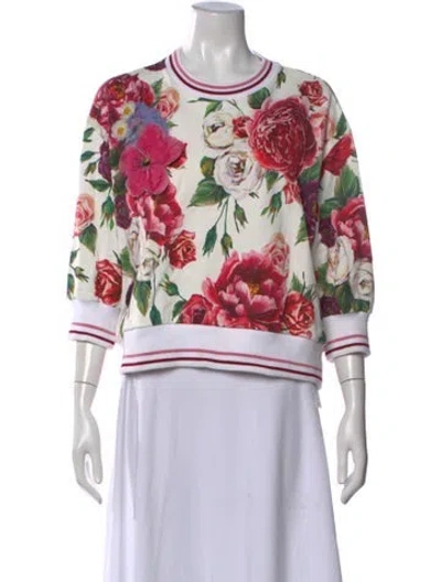 Pre-owned Dolce & Gabbana Silk Floral Print Sweatshirt In Pink
