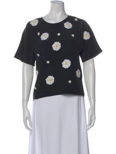 Pre-owned Dolce & Gabbana Silk Floral Print Top In Black