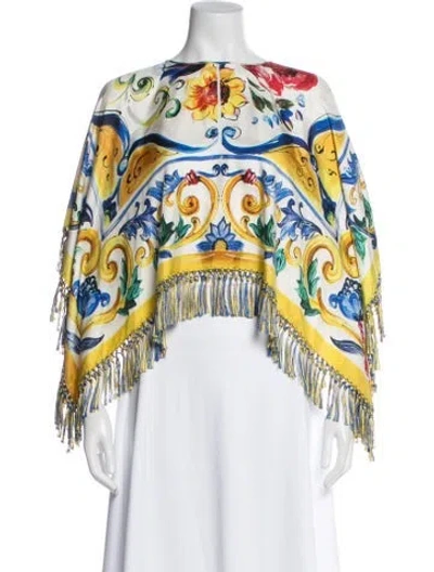 Pre-owned Dolce & Gabbana Silk Floral Print Top In Multi