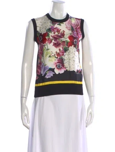 Pre-owned Dolce & Gabbana Silk Floral Print Top In Multi