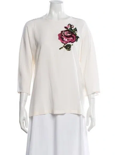 Pre-owned Dolce & Gabbana Silk Floral Print Top In Neutral