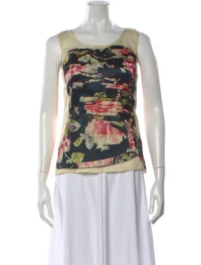 Pre-owned Dolce & Gabbana Silk Floral Print Top In Pink