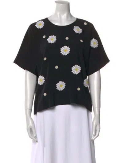 Pre-owned Dolce & Gabbana Silk Floral Print T-shirt In White