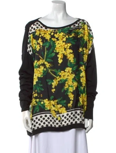 Pre-owned Dolce & Gabbana Silk Floral Print Tunic In Black