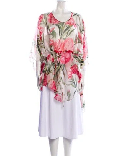 Pre-owned Dolce & Gabbana Silk Floral Print Tunic In Pink