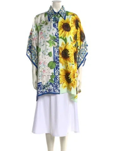 Pre-owned Dolce & Gabbana Silk Floral Print Tunic W/ Tags In Multi