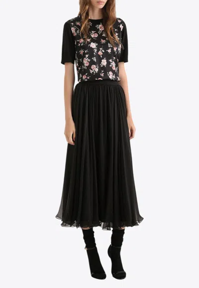 Dolce & Gabbana Silk Floral Top In Black