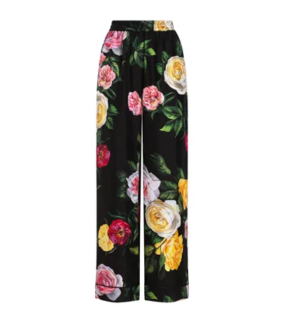 DOLCE & GABBANA SILK FLORAL TROUSERS